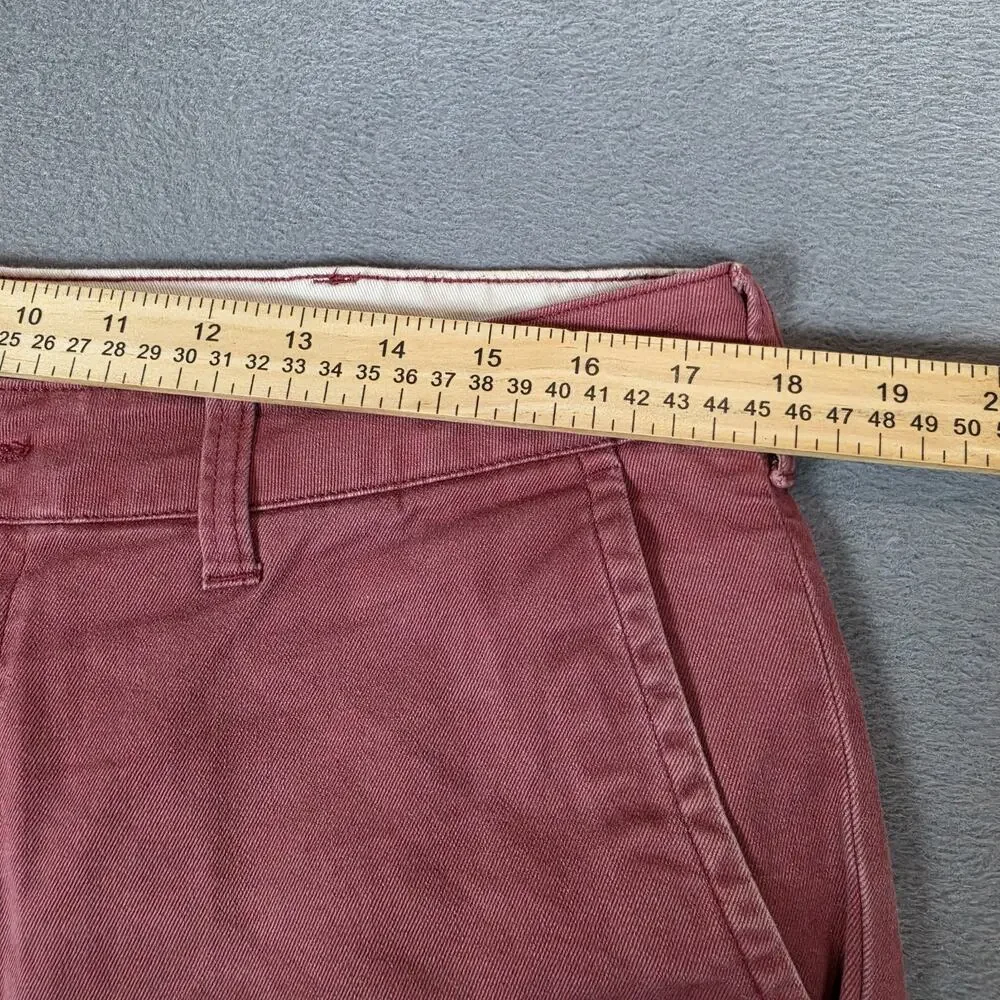 American Eagle Men's Stretch Chino Shorts Size 34 Red Burgundy Casual Cotton Fla